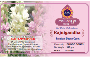 RAJNIGANDHA DHOOP CONES(2X300GMS) CAITANYA IMPEX